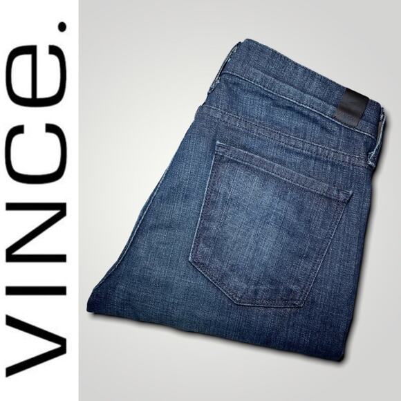 VINCE DARK PREPPY PREMIUM SEXY SKINNY DENIM BLUE JEANS SMALL 25 - Picture 5 of 7